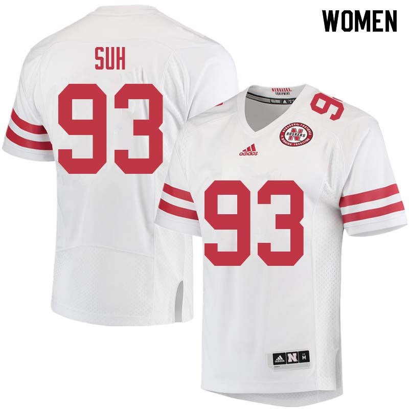 Women #93 Ndamukong Suh Nebraska Cornhuskers College Football Jerseys Sale-White